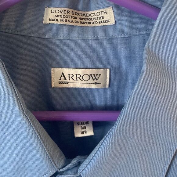 Pre Owned Men’s Arrow Short Sleeve Button Up Shirt Sz 18.5” Big Casual Comfort - Picture 4 of 11